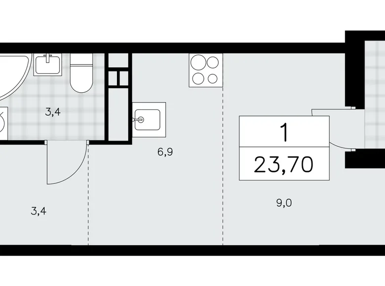 Mieszkanie 1 pokój 24 m² poselenie Sosenskoe, Rosja