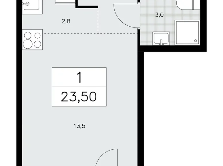 Apartamento 1 habitación 24 m² Moscú, Rusia