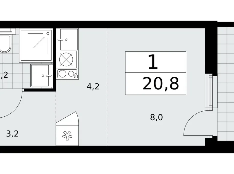 Appartement 1 chambre 21 m² Moscou, Fédération de Russie