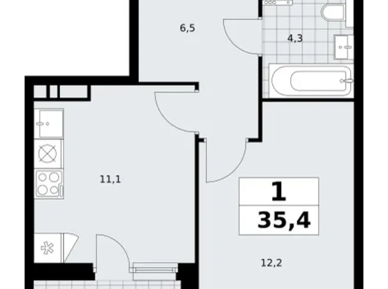 Appartement 1 chambre 35 m² poselenie Sosenskoe, Fédération de Russie