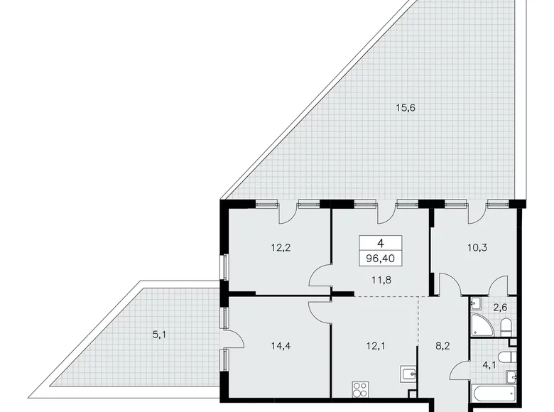 4 room apartment 96 m² Moscow, Russia