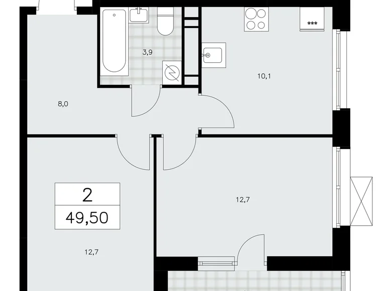 Квартира 2 комнаты 50 м² Москва, Россия