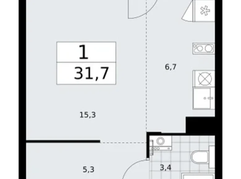 Mieszkanie 1 pokój 32 m² Troick, Rosja