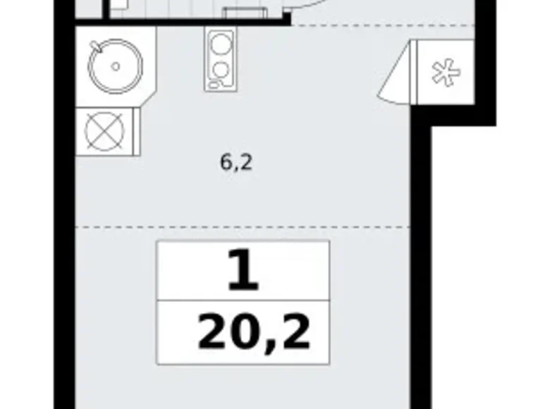 Apartamento 1 habitación 20 m² Postnikovo, Rusia