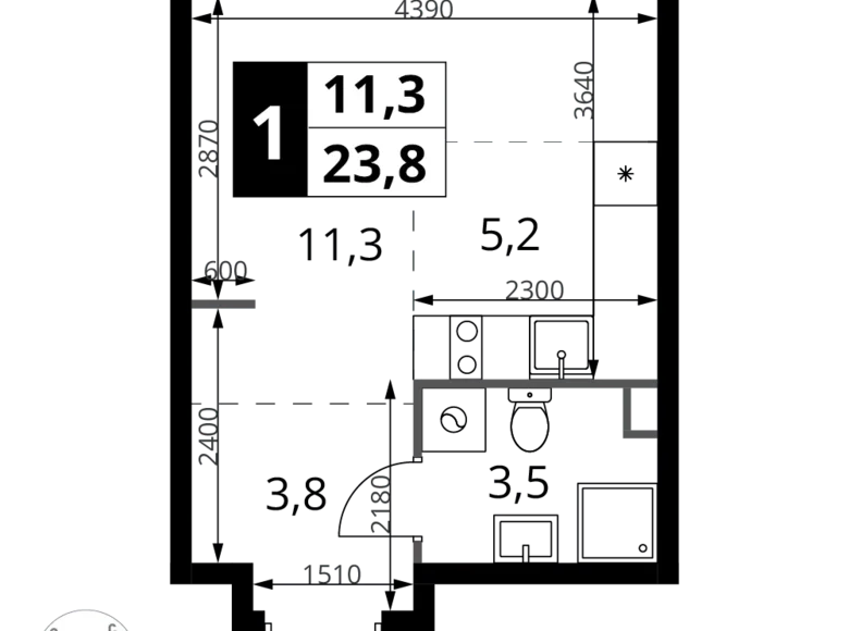 Студия 1 комната 24 м² Химки, Россия