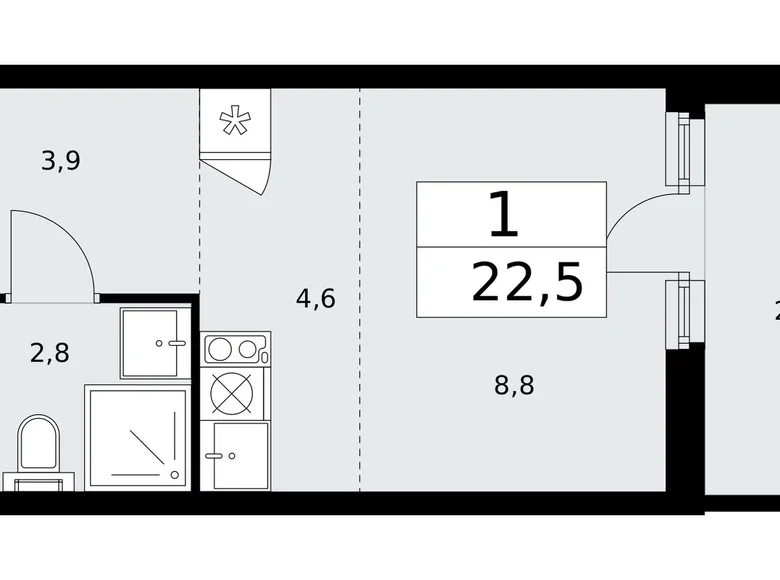 Appartement 1 chambre 23 m² Moscou, Fédération de Russie