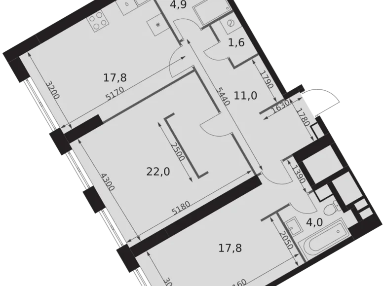 3 room apartment 79 m² Konkovo District, Russia