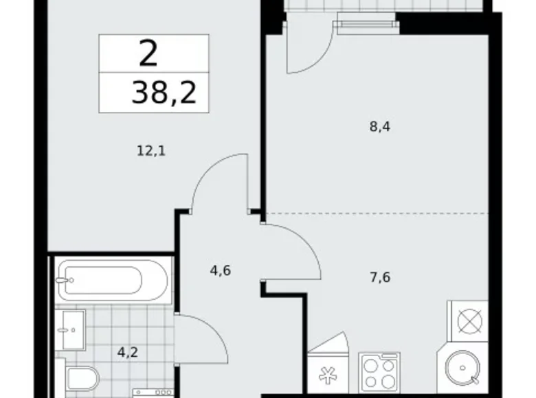 Appartement 2 chambres 38 m² Moscou, Fédération de Russie