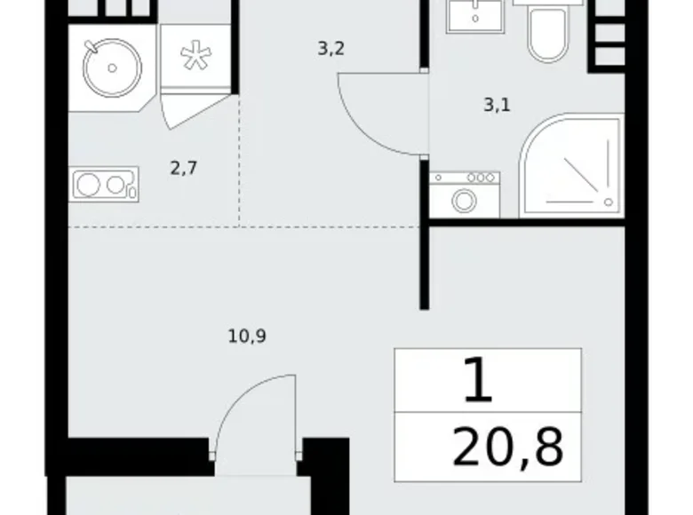 Apartamento 1 habitación 21 m² poselenie Sosenskoe, Rusia