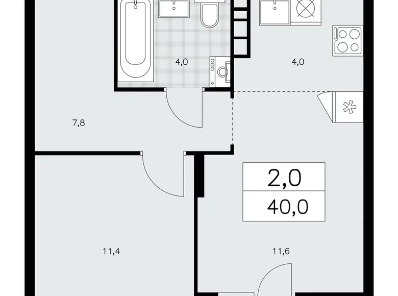 Wohnung 2 Zimmer 40 m² poselenie Sosenskoe, Russland