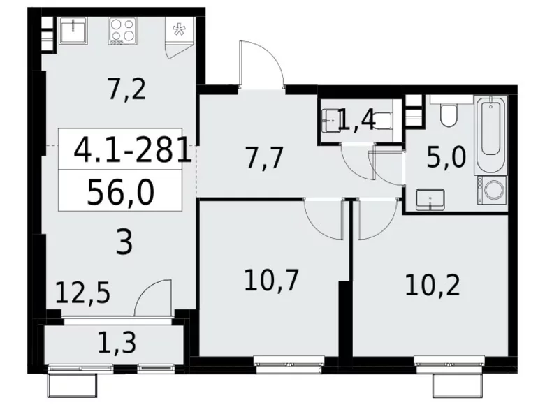Apartamento 3 habitaciones 56 m² South-Western Administrative Okrug, Rusia