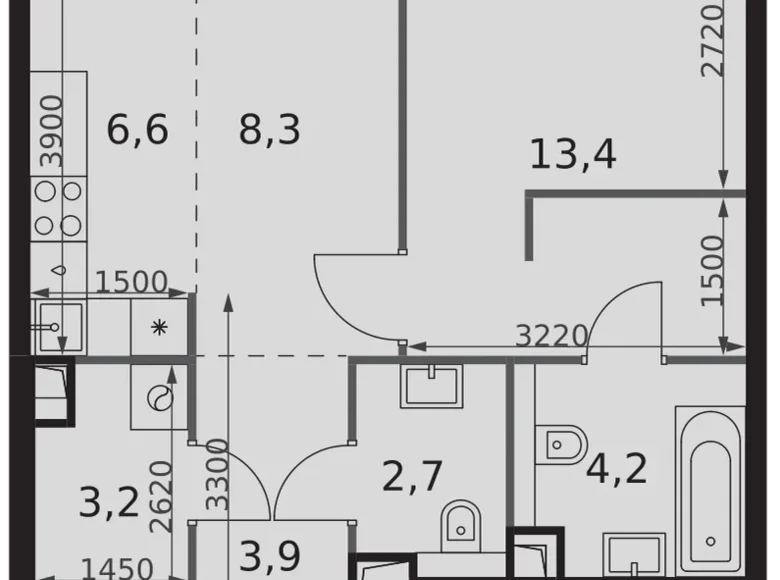 Mieszkanie 1 pokój 42 m² North-Western Administrative Okrug, Rosja