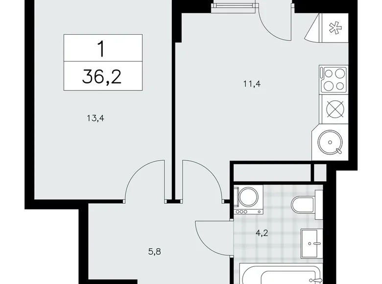 Apartamento 1 habitación 36 m² poselenie Sosenskoe, Rusia