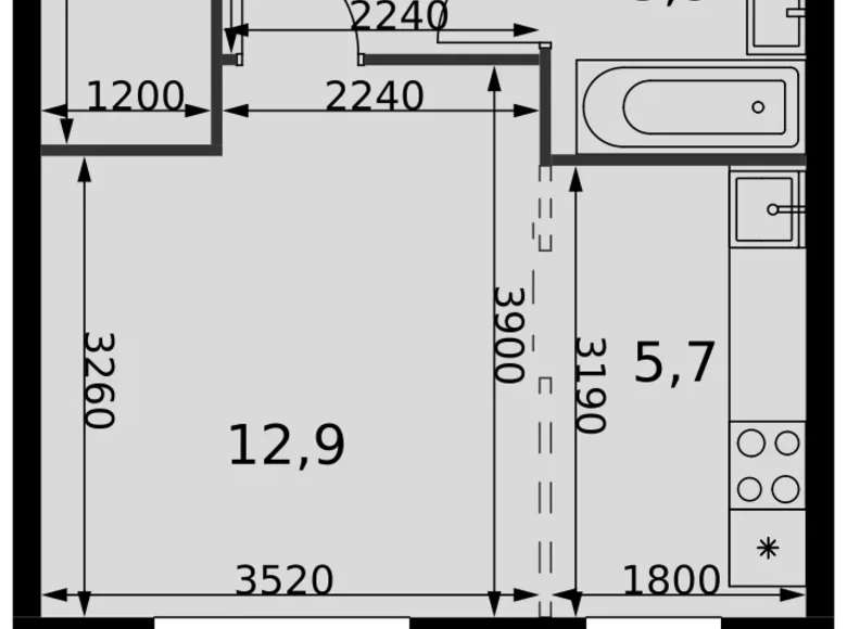 1 room studio apartment 30 m² Razvilka, Russia