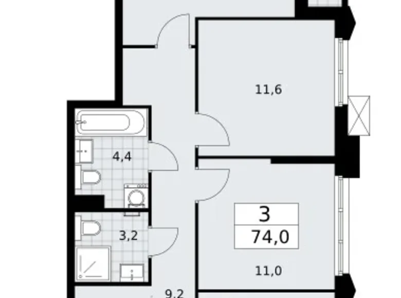 Wohnung 3 zimmer 74 m² Troizk, Russland