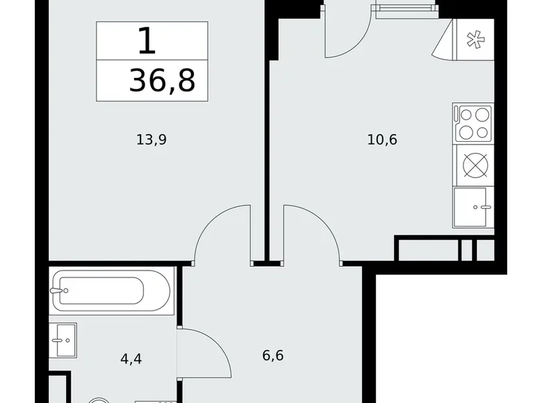 Appartement 1 chambre 37 m² poselenie Sosenskoe, Fédération de Russie