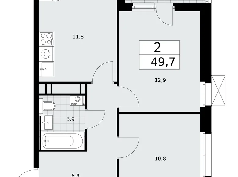 Wohnung 2 Zimmer 50 m² Moskau, Russland