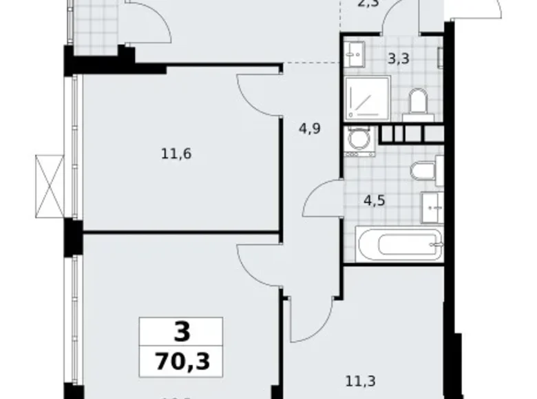 Квартира 3 комнаты 70 м² Юго-Западный административный округ, Россия