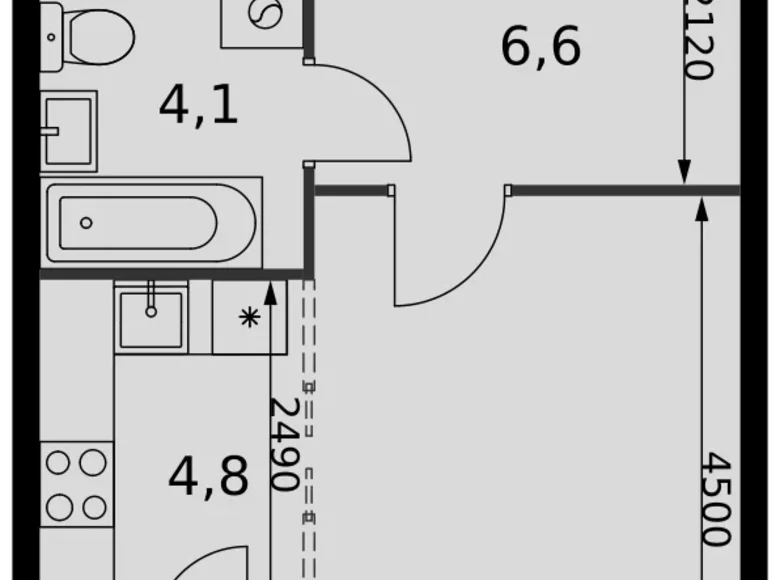 Студия 1 комната 31 м² Развилка, Россия