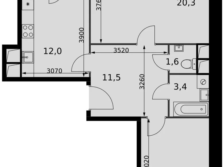 Mieszkanie 2 pokoi 63 m² Razvilka, Rosja