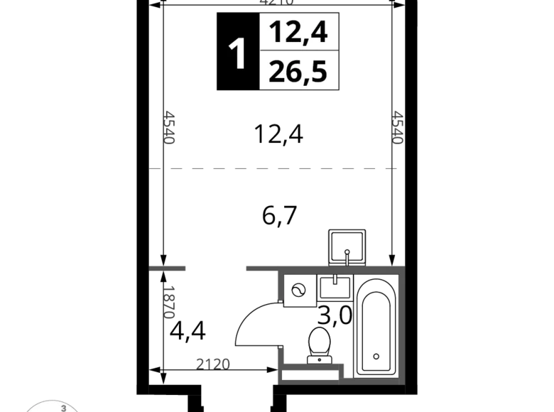 Студия 1 комната 27 м² Potapovo, Россия