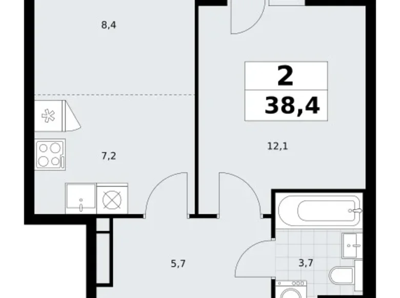 Appartement 2 chambres 38 m² Postnikovo, Fédération de Russie