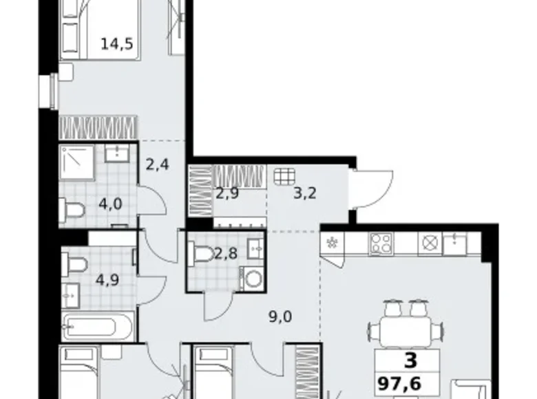 Mieszkanie 3 pokoi 98 m² Kommunarka, Rosja