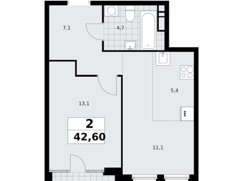 Wohnung 2 Zimmer 43 m² Nördlicher Verwaltungsbezirk, Russland