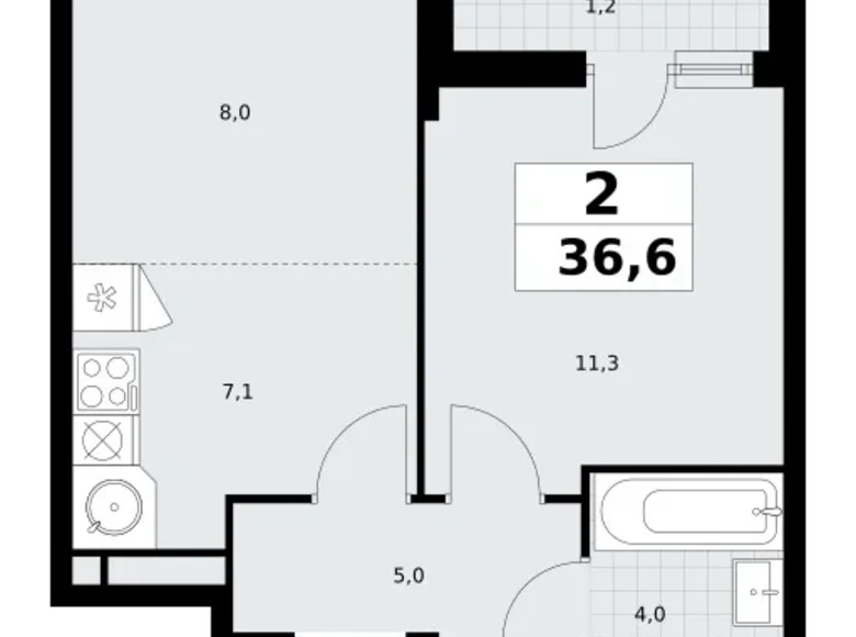 Apartamento 2 habitaciones 37 m² Postnikovo, Rusia