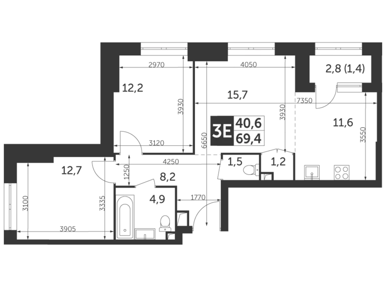 Wohnung 3 zimmer 69 m² Nordöstlicher Verwaltungsbezirk, Russland