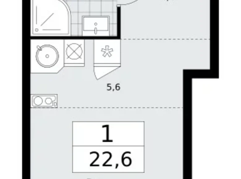 Wohnung 1 Zimmer 23 m² poselenie Sosenskoe, Russland