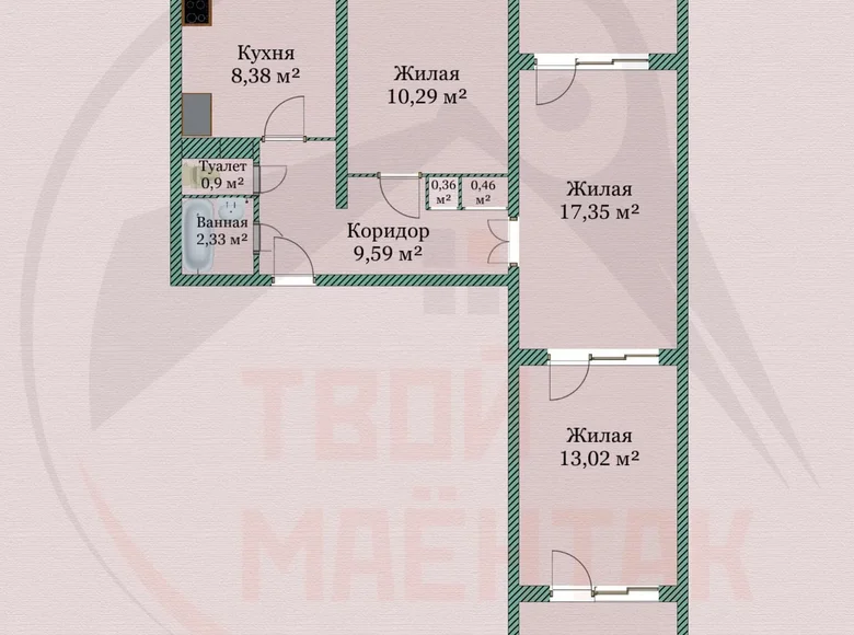 Mieszkanie 3 pokoi 63 m² Mińsk, Białoruś