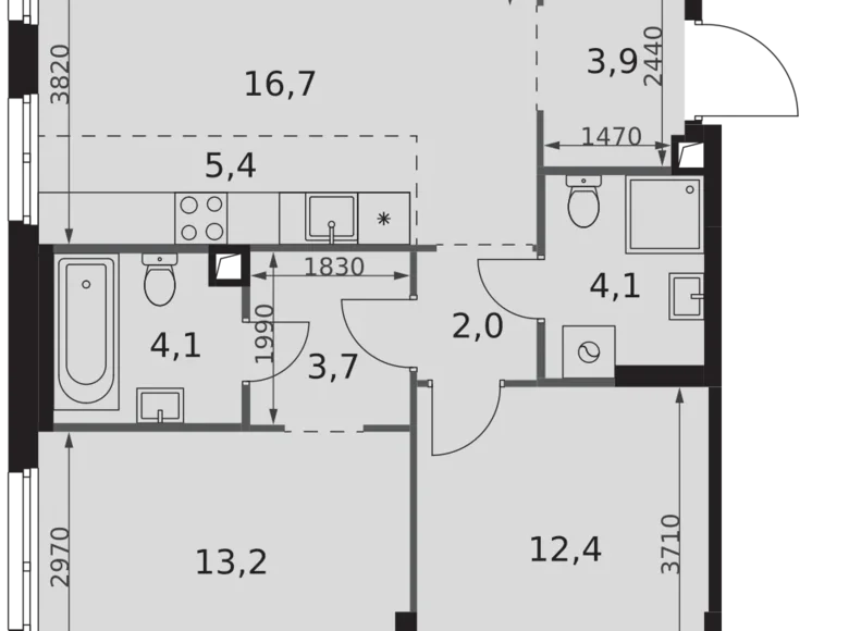 Apartamento 3 habitaciones 66 m² North-Western Administrative Okrug, Rusia