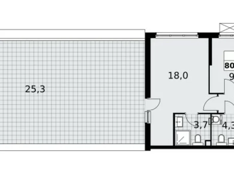 2 room apartment 81 m² Moscow, Russia