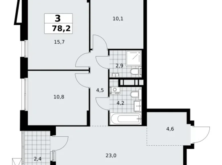 3 room apartment 78 m² poselenie Sosenskoe, Russia