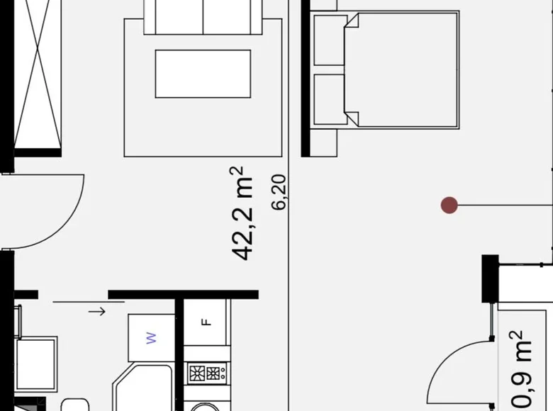 1 bedroom apartment 43 m² Batumi, Georgia