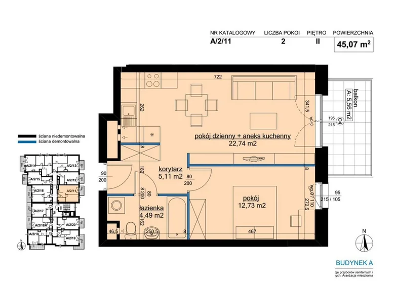 Wohnung 2 Zimmer 45 m² Posen, Polen