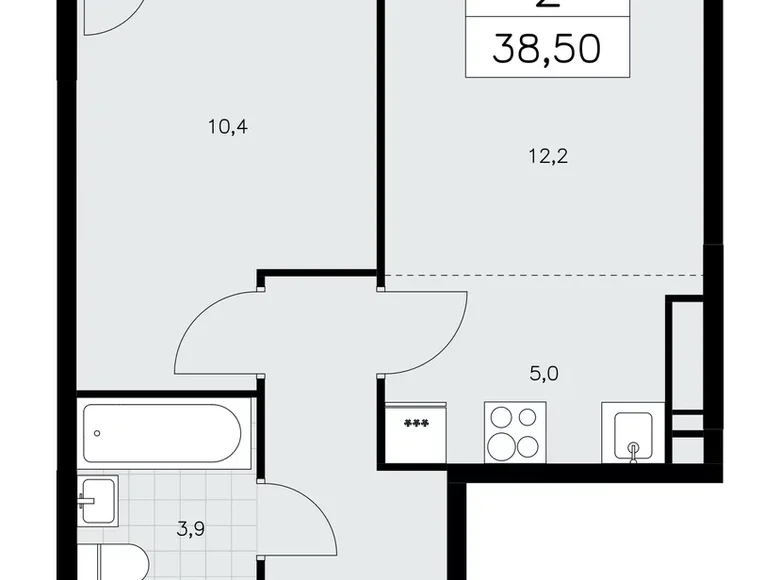 Apartamento 2 habitaciones 39 m² poselenie Sosenskoe, Rusia