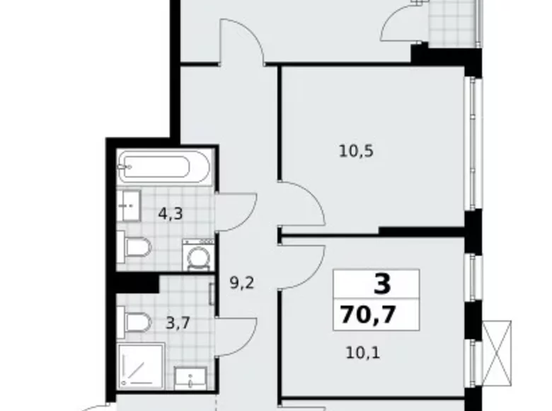 Apartamento 3 habitaciones 71 m² poselenie Sosenskoe, Rusia