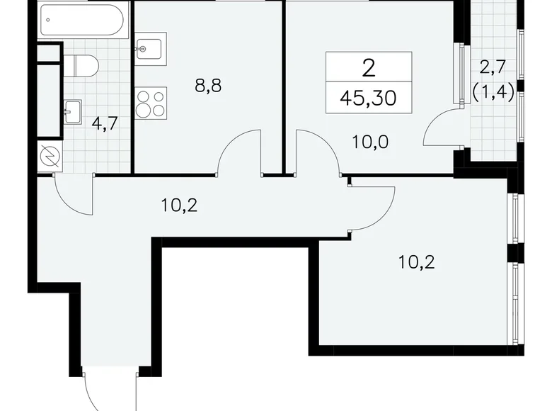 Mieszkanie 2 pokoi 45 m² South-Western Administrative Okrug, Rosja