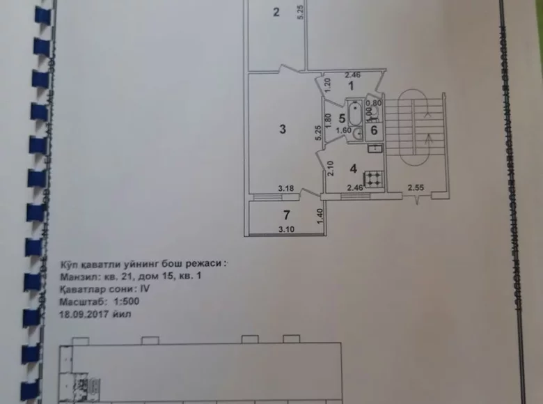 Kvartira 2 xonalar 46 m² Toshkentda