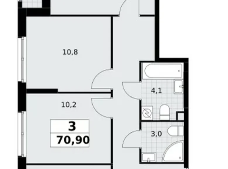 3 room apartment 71 m² Postnikovo, Russia