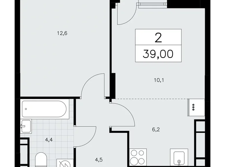 2 room apartment 39 m² poselenie Sosenskoe, Russia