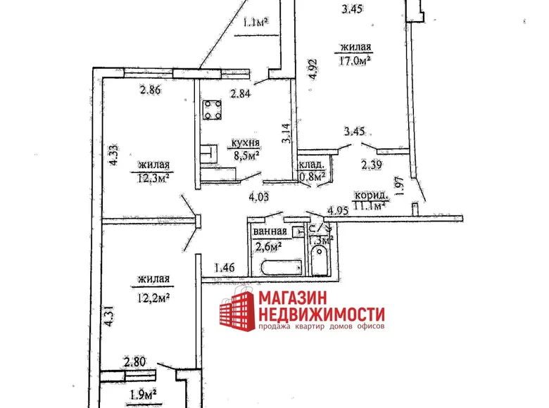Mieszkanie 3 pokoi 67 m² Grodno, Białoruś