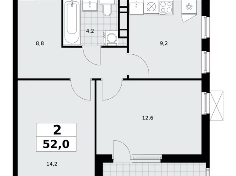 Wohnung 2 Zimmer 52 m² Moskau, Russland
