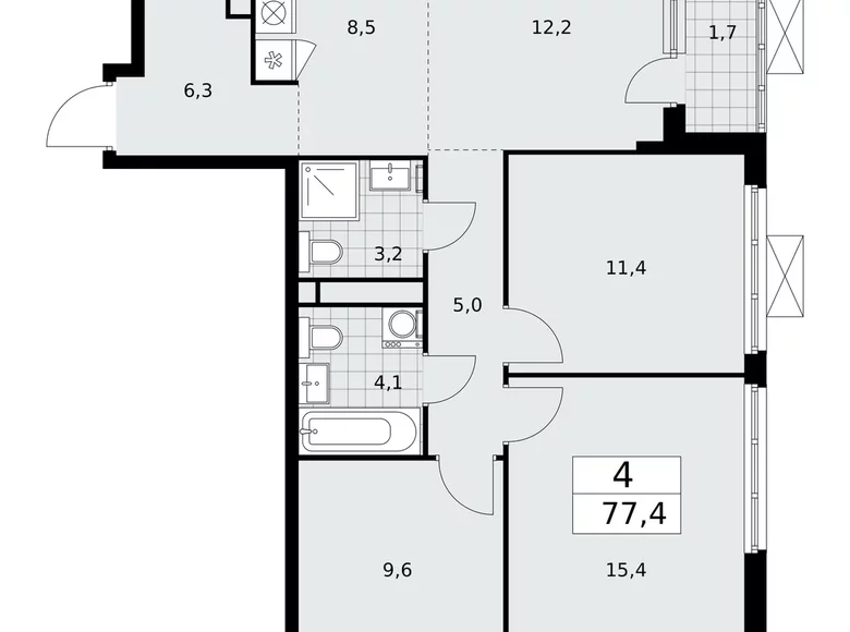 Appartement 4 chambres 77 m² poselenie Sosenskoe, Fédération de Russie