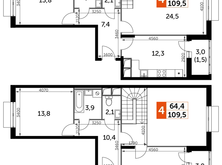 Wohnung 4 zimmer 110 m² Razvilka, Russland