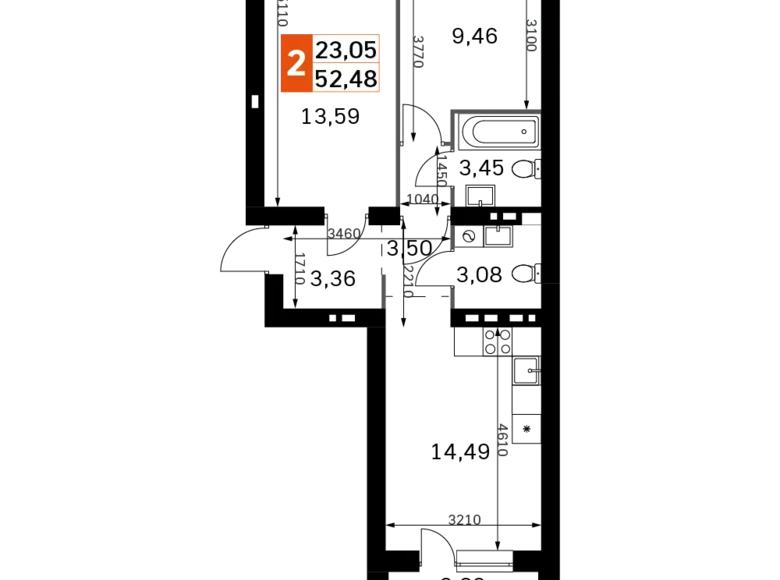 Квартира 2 комнаты 52 м² Одинцовский городской округ, Россия