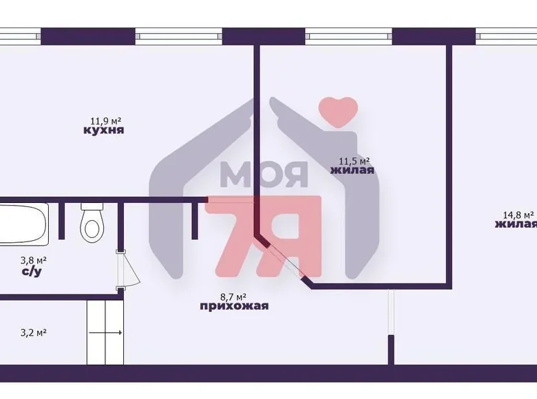 Apartamento 2 habitaciones 54 m² Borisov, Bielorrusia