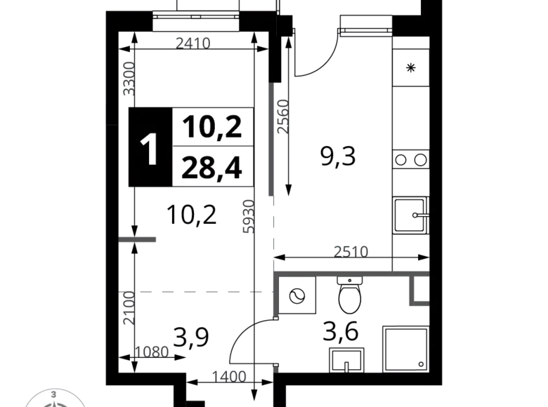 Kawalerka 1 pokój 28 m² Chimki, Rosja